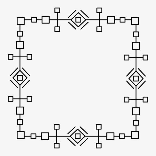 黑色花纹边框免抠