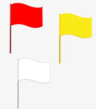 矢量红旗白旗黄旗旗帜免抠