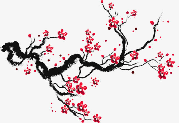 油墨樱花免抠