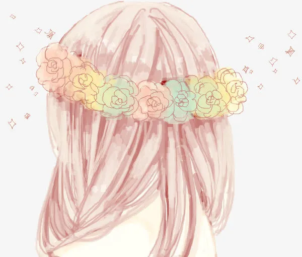 唯美手绘人物插画免抠
