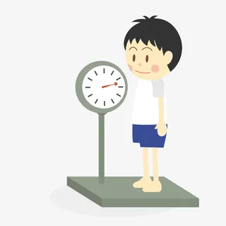 测量体重的卡通男孩免抠