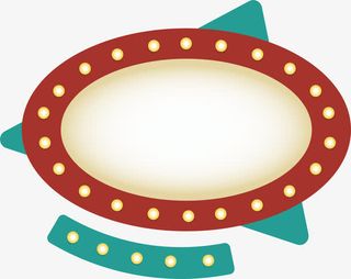 椭圆形红色霓虹灯牌免抠