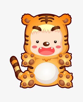 卡通可爱小动物装饰动物头像老虎免抠