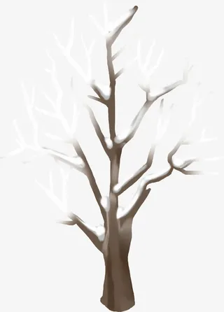 手绘冬季树枝插图免抠