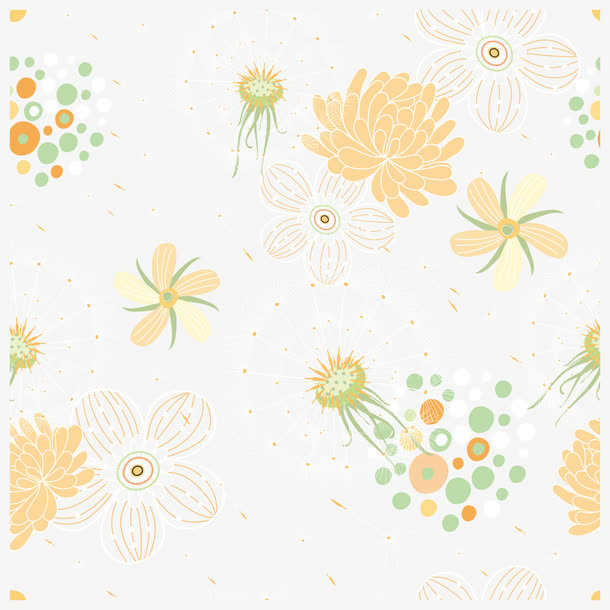 橘色小碎花矢量免抠装饰花纹元素