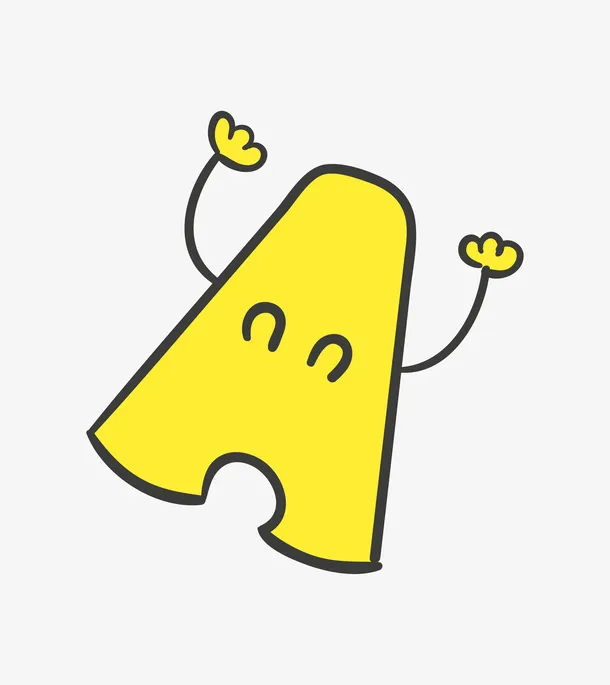 可爱的黄色英文字母A免抠