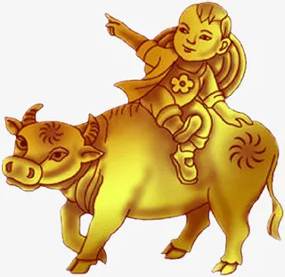 金色清明牧童免抠