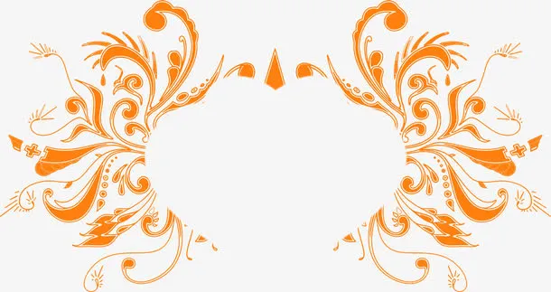 黄色精美花纹设计对称免抠