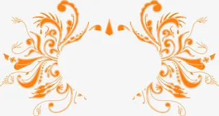 黄色精美花纹设计对称免抠