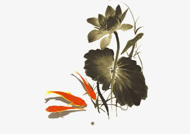 水墨荷花免抠