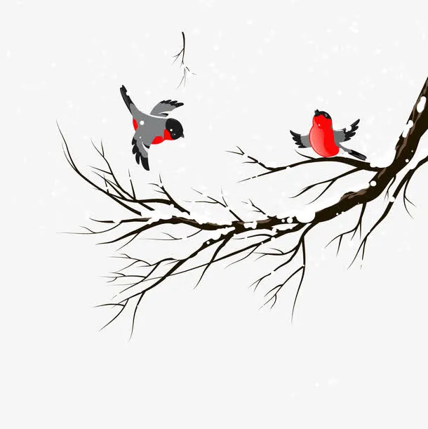 积雪树枝免抠