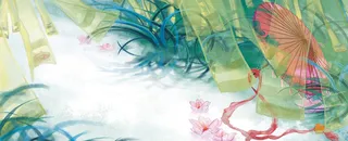 手绘池塘背景高清