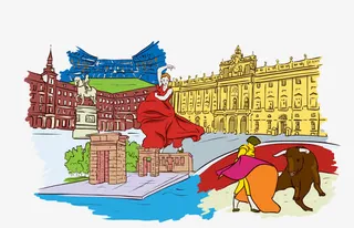 矢量马德里的涂鸦免抠