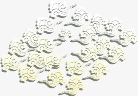 简约白色云纹设计免抠
