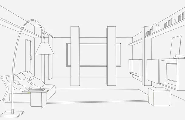 手绘房间无人设计免抠