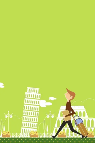 简约清新旅游绿色卡通手绘背景高清