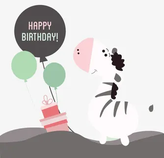 卡通斑马生日背景矢量素材免抠