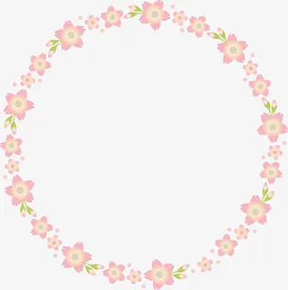 粉色清新春季花环免抠