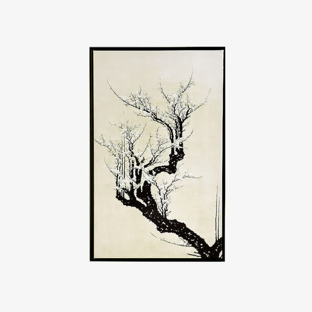 中式无框画壁挂画免抠