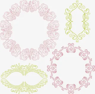 复古花纹边框免抠