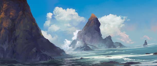 环境渲染效果海面天空免抠