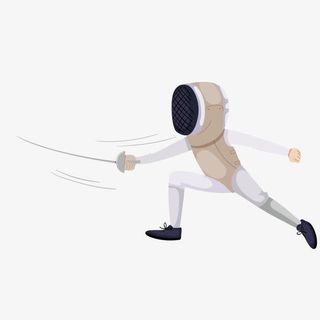 矢量卡通小人击剑运动插画免抠