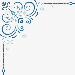 蓝色简约花纹边框纹理免抠