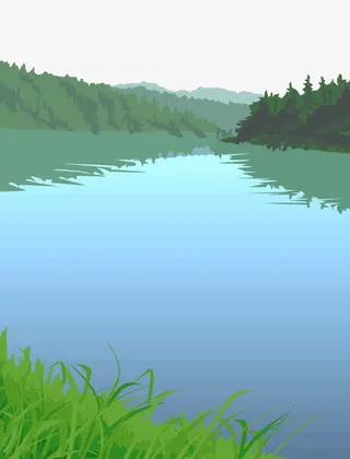 春天里的小河流免抠