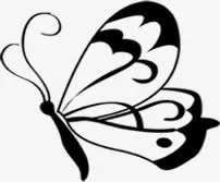 黑色手绘花纹蝴蝶金秋免抠