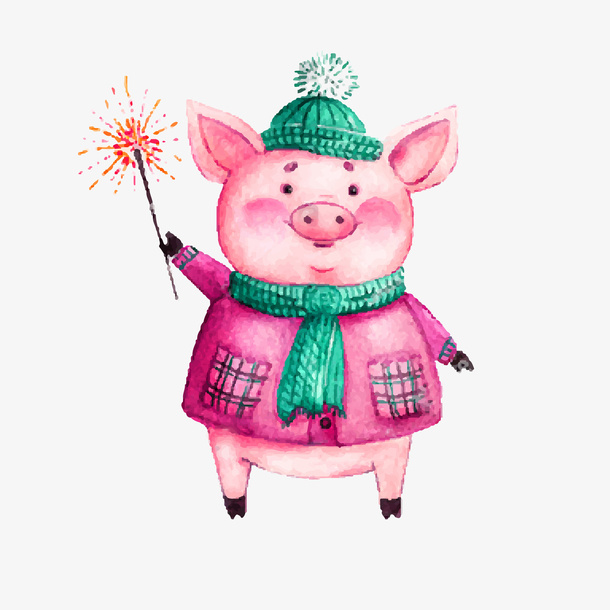 放烟花得小猪无背景