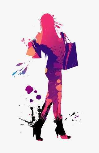 紫红色的女性剪影免抠