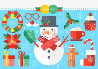 圣诞节元素插画免抠