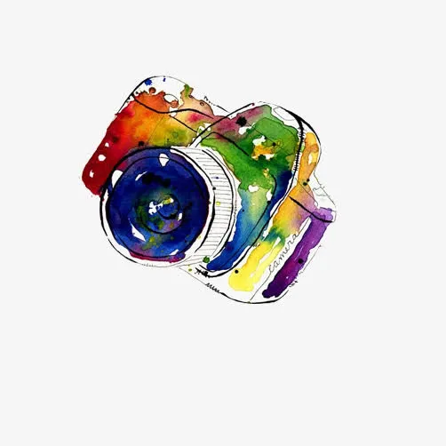 照相机水彩画素材图片免抠