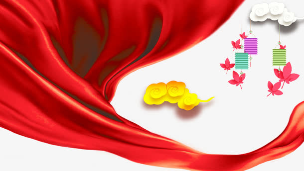 红色布素材免抠