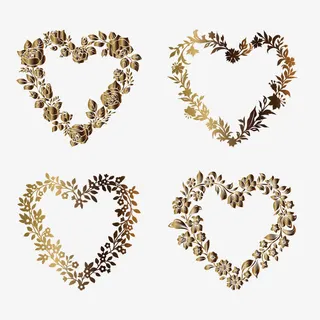 金色心形边框免抠