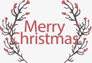 红色树枝圣诞标题框免抠