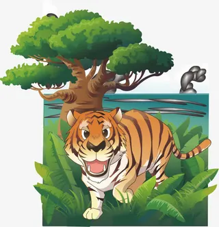 可爱动物绿色森林免抠