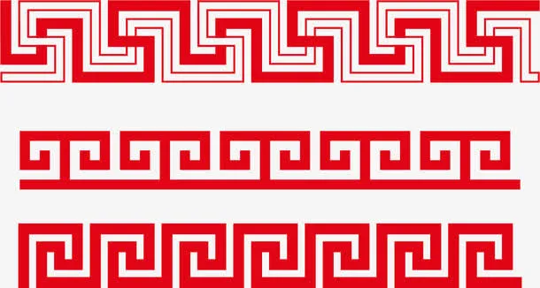 红色复古边框矢量线框图免抠