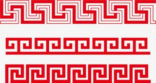 红色复古边框矢量线框图免抠