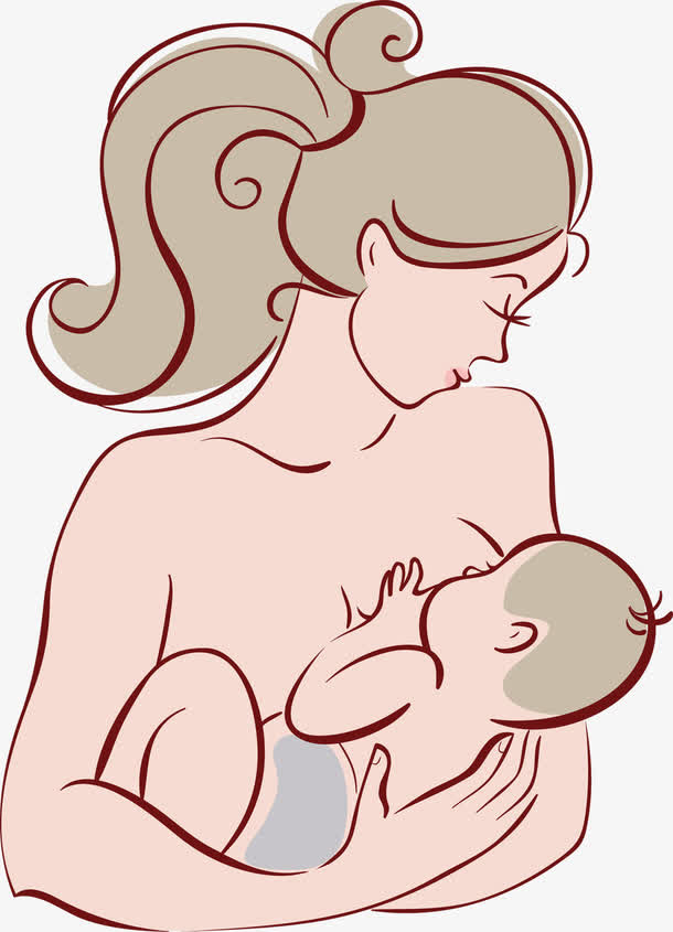 母乳喂养儿童手绘母爱免抠