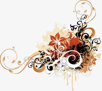 潮流花开线条免抠