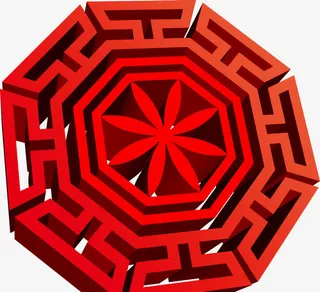 镂空立体红色吉祥七夕免抠