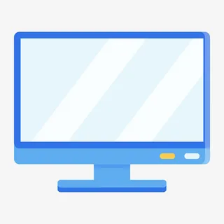 蓝色圆角扁平化电脑元素免抠