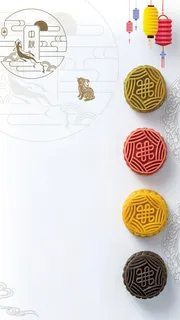 纹理月饼点心灯笼创意中秋节海报高清
