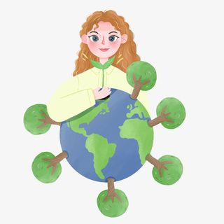卡通手绘保护地球环保植树造林免抠