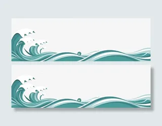 绿色清新海浪边框纹理免抠