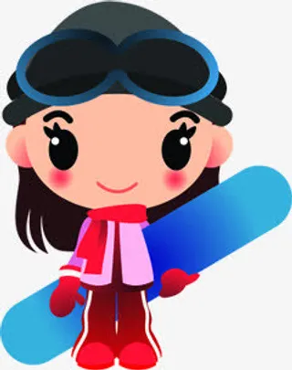 手绘潜水女孩人物免抠