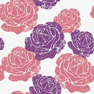 矢量手绘玫瑰花平铺底纹免抠