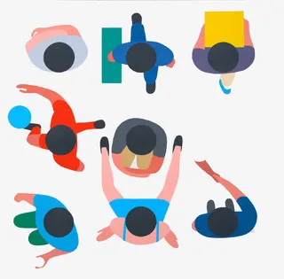 卡通人物俯视免抠