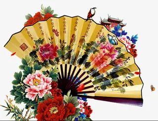 牡丹花扇子免抠